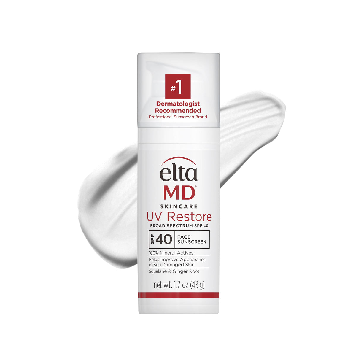 Eltamd Uv Restore Face Sunscreen Spf 40, Tinted Mineral Formula For Anti-Aging, 2 Oz Tube