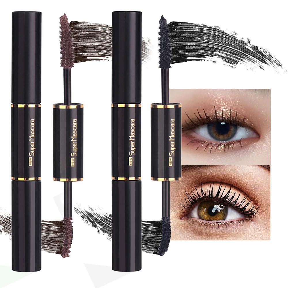 Bingbrush Double-Ended Colored Mascara Set - Waterproof, Long-Lasting, Vegan, 2-Pcs Dark Brown &