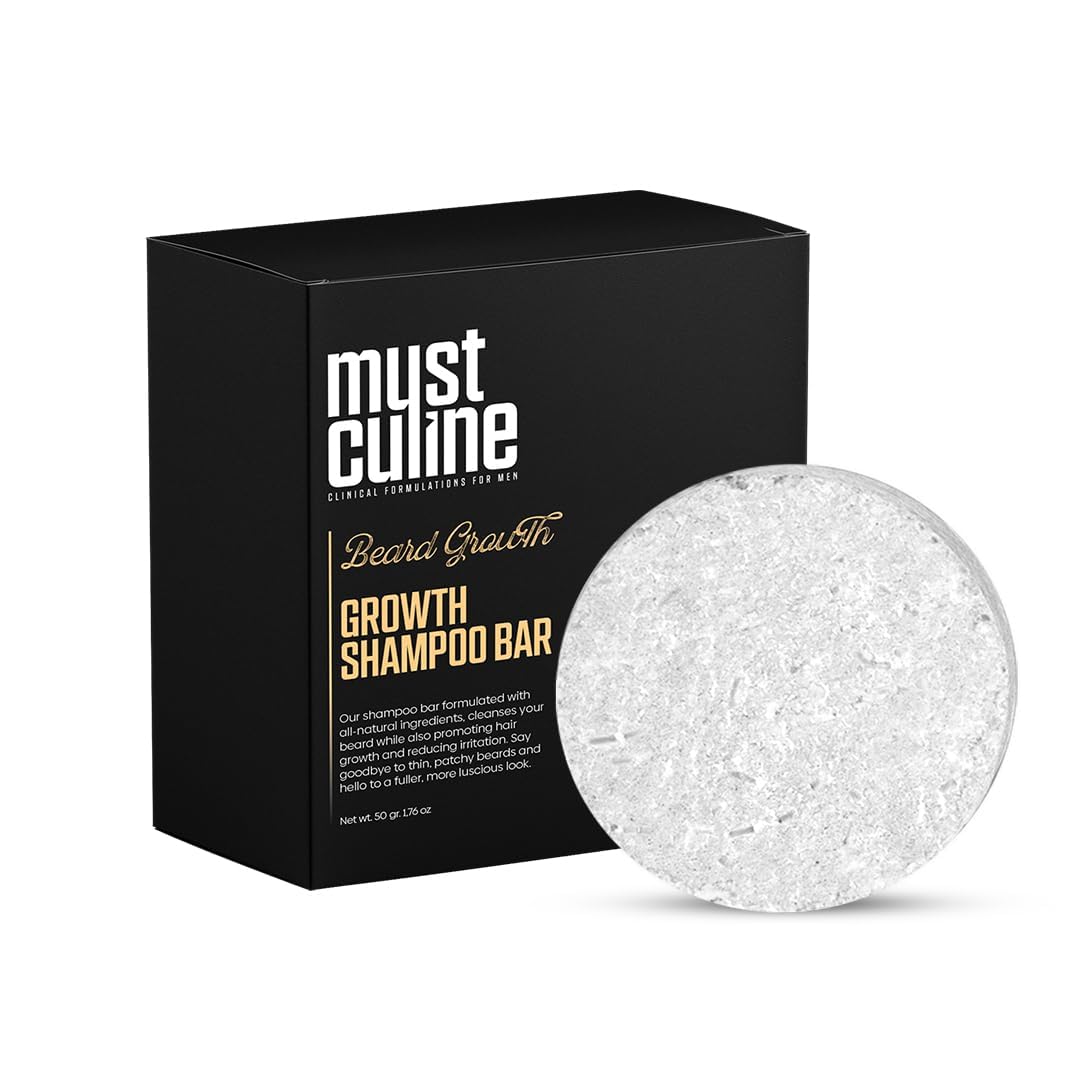 Mustculine Unscented Beard Shampoo Bar For Growth & Nourishment, 1.76 Oz, For Men