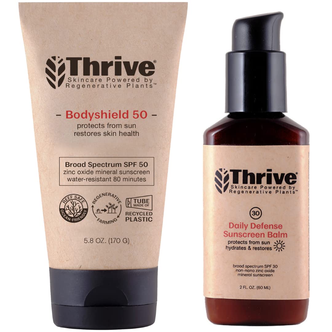 Thrive Natural Care Spf 30 & 50 Sunscreen Bundle - Mineral, Vegan, Water Resistant, 3.9 Fl Oz