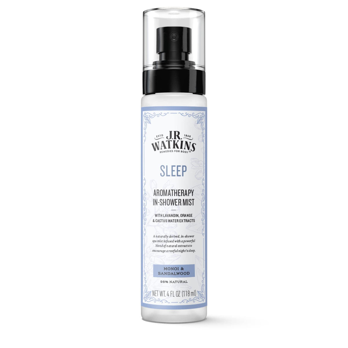 J.R. Watkins Sleep Aromatherapy In-Shower Mist, Natural Monoi & Sandalwood, 4 Oz