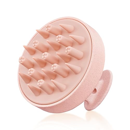 HEETA Hair Scalp Massager - Silicone Shampoo Brush for Hair Growth & Dandruff Relief, Pink