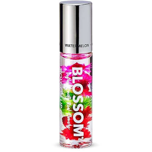 Blossom Roll-On Lip Gloss - Watermelon, High Shine, Non-Sticky, Infused With Real Flowers, 0.2