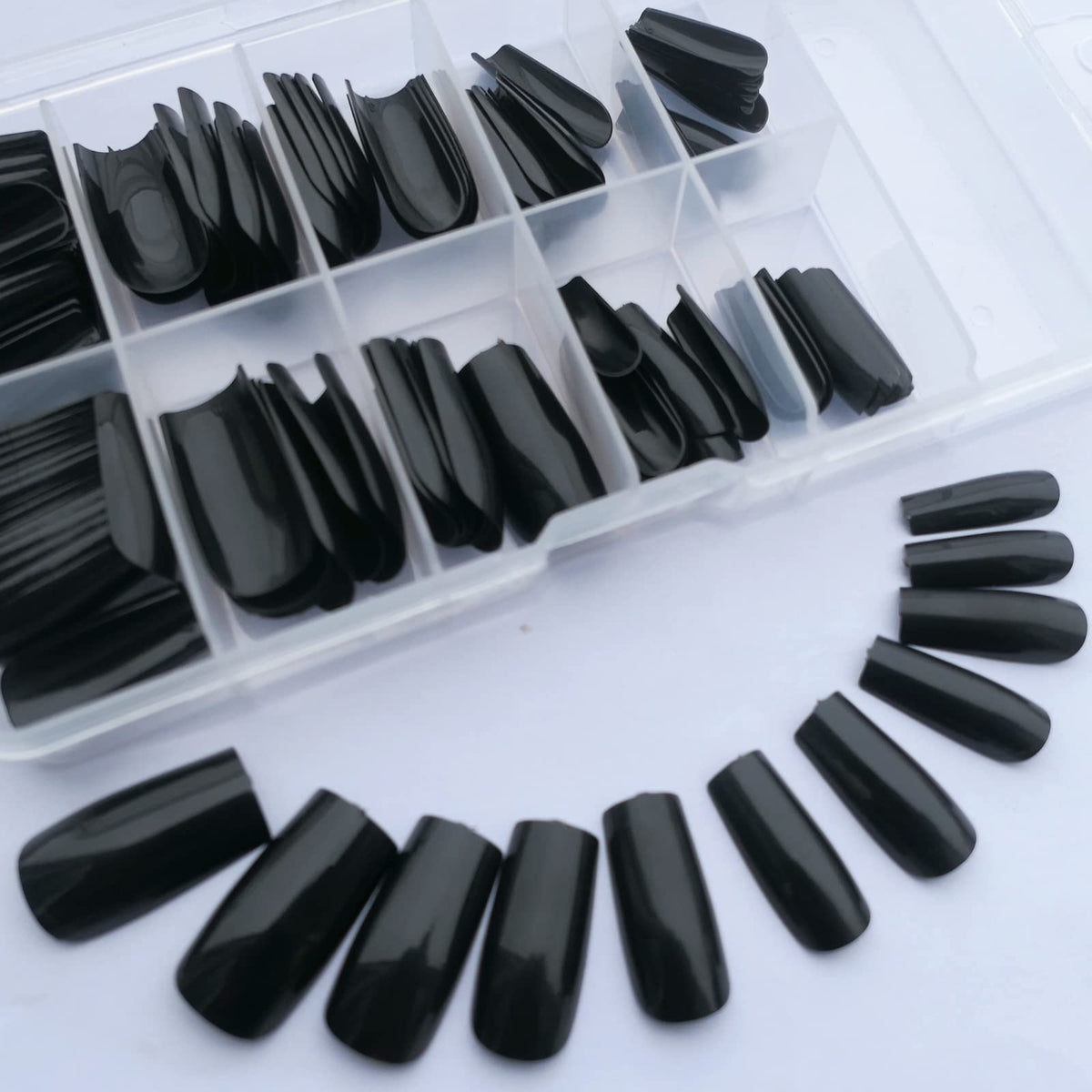 Lifextol Black Full Cover Acrylic Ballerina Press On Nails - 120pc for Beginners