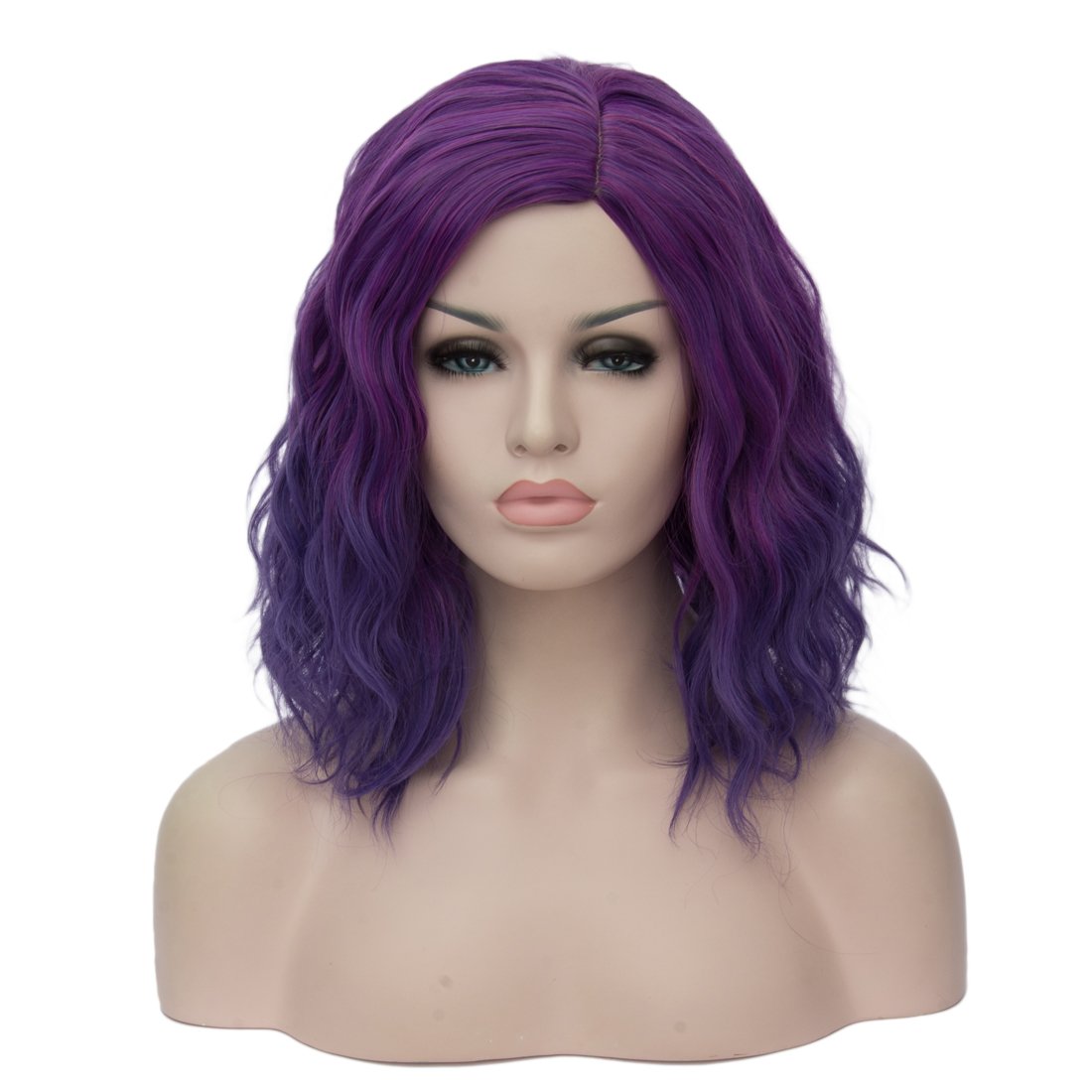 Mildiso Dark Purple Short Curly Bob Wig For Women - 14 Inch Synthetic Fiber Mardi Gras Wig