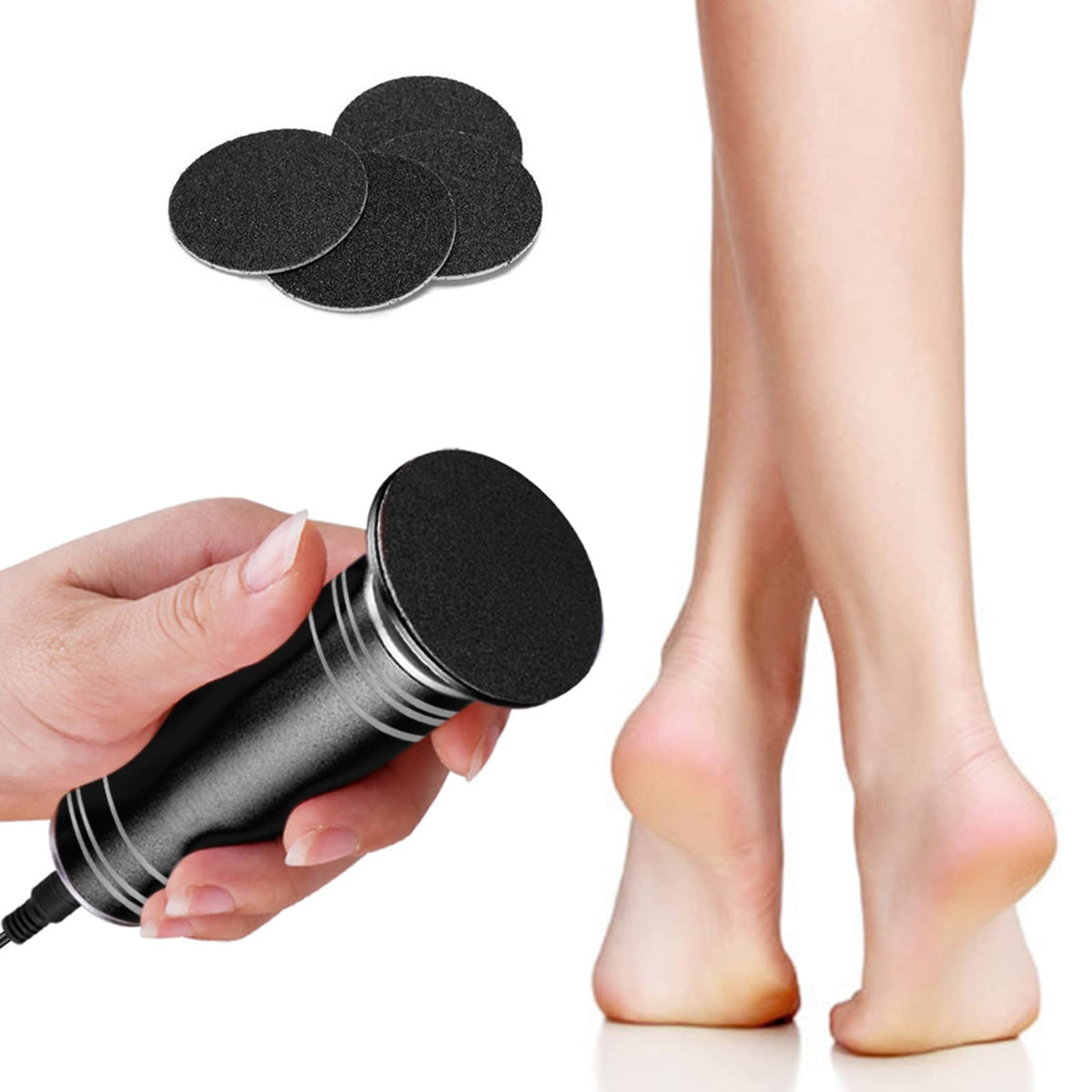 Krofaue Electric Foot File Grinder - Adjustable Speed, 60 Sandpaper Disks, Callus Remover Tool