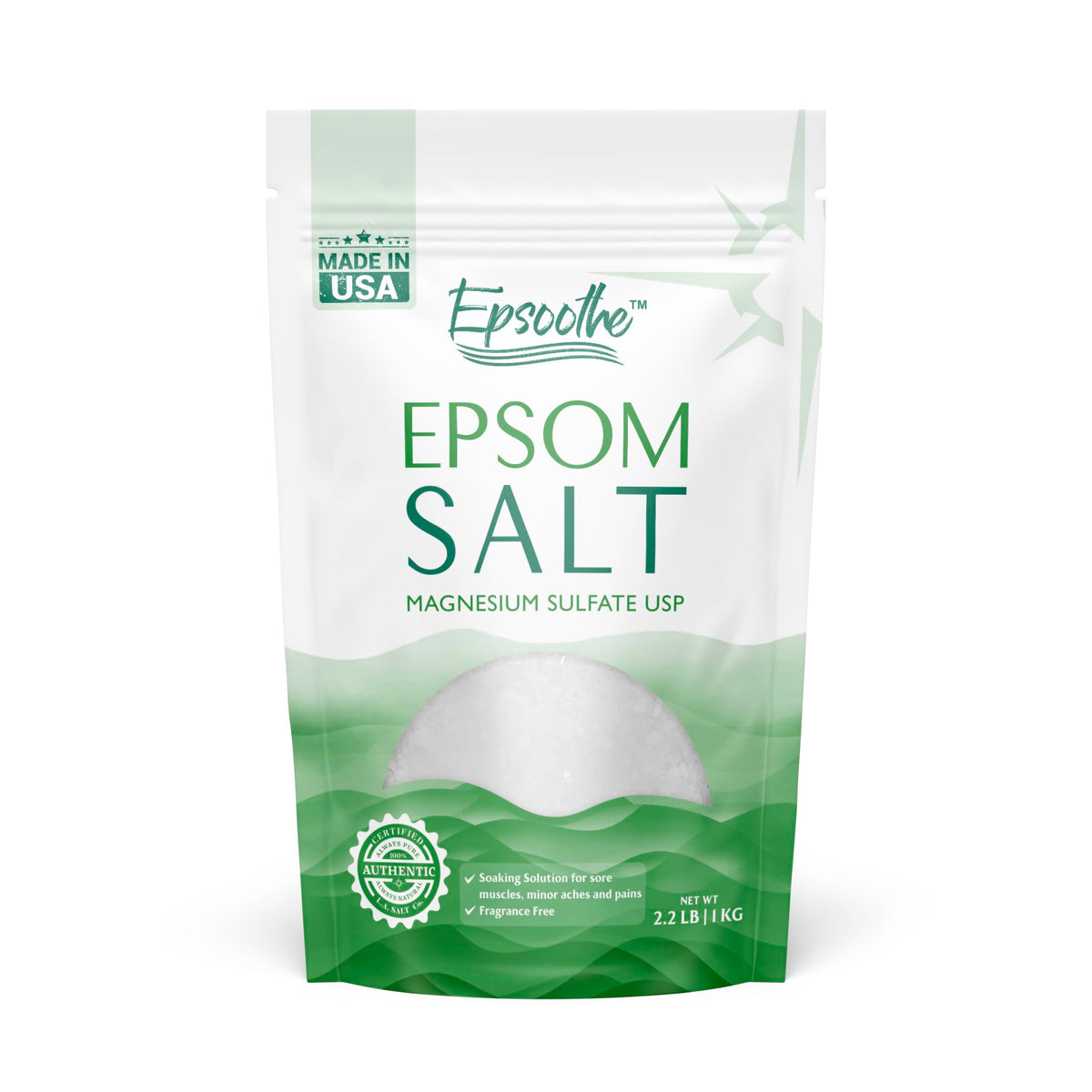 La Salt Co Epsoothe Epsom Salt 2.2 Lbs - Muscle Relief & Healing Soak, Pure Magnesium Sul