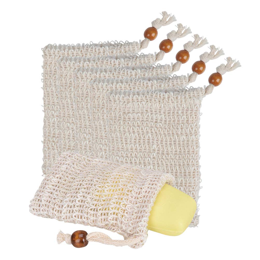 Buygoo 20 Pack Soap Exfoliating Bags, Natural Sisal Mesh With Drawstring For Bath & Shower Use