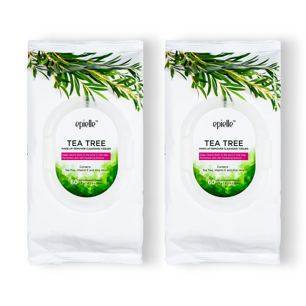 Epielle Vitamin C & Tea Tree Facial Wipes, 60 Ct 2-Pack - Refreshing Korean Skincare Gift Set