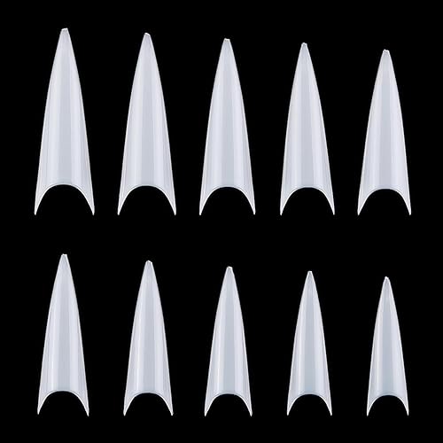 Yimart 500Pcs White Acrylic Stiletto Nail Tips - Sharp Coffin Nails For Salon Use