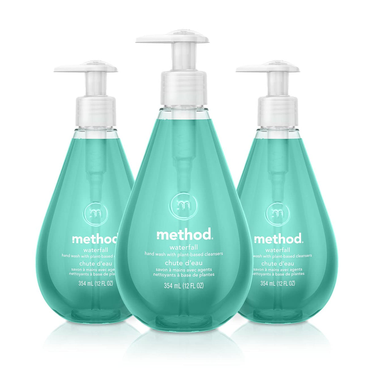 Method Gel Hand Soap, Waterfall Scent, Biodegradable, 12 Fl Oz, Pack Of 3, Eco-Friendly