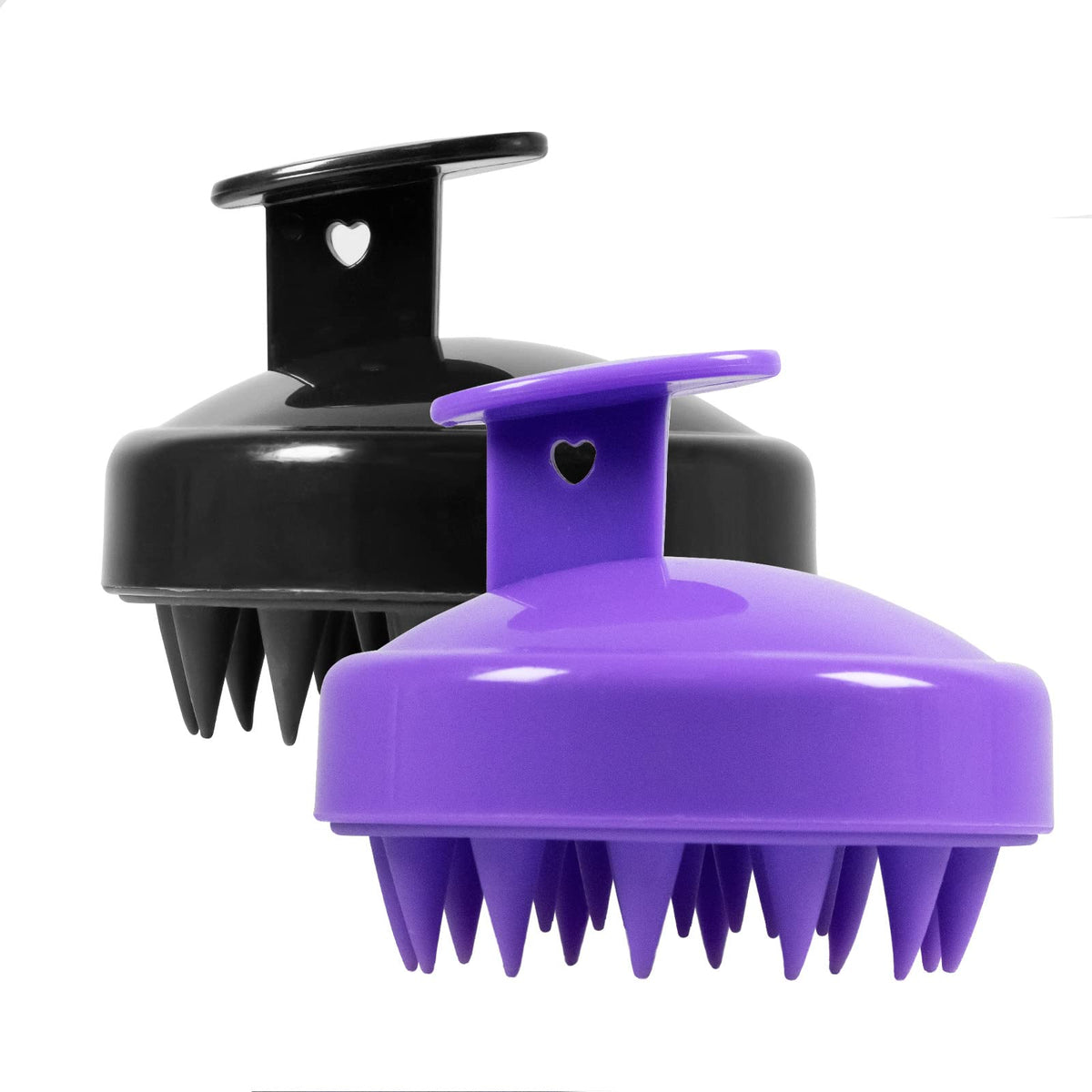 Lonoiien Scalp Massager - Soft Silicone Dandruff Brush For Men, Women, Kids & Dogs (Black + Purple)