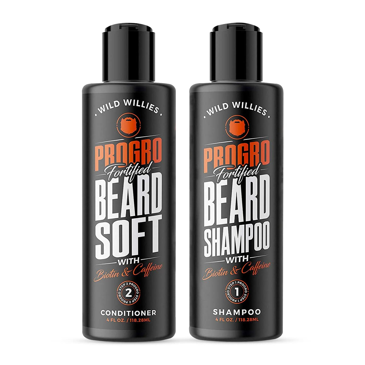 Wild Willies Beard Shampoo & Conditioner Kit - Biotin & Caffeine For Growth & Hydration, 4Oz