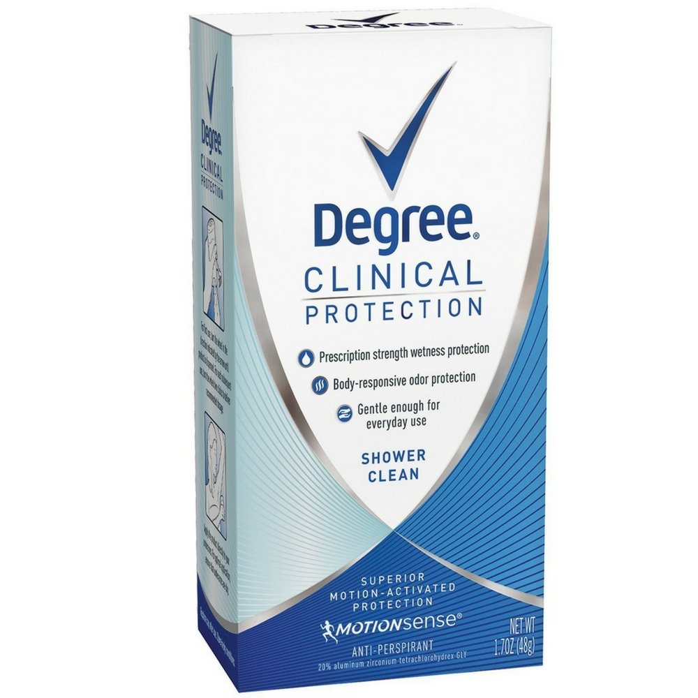 Degree Women Clinical Protection Deodorant, Shower Clean, 1.7 Oz (4 Pack)