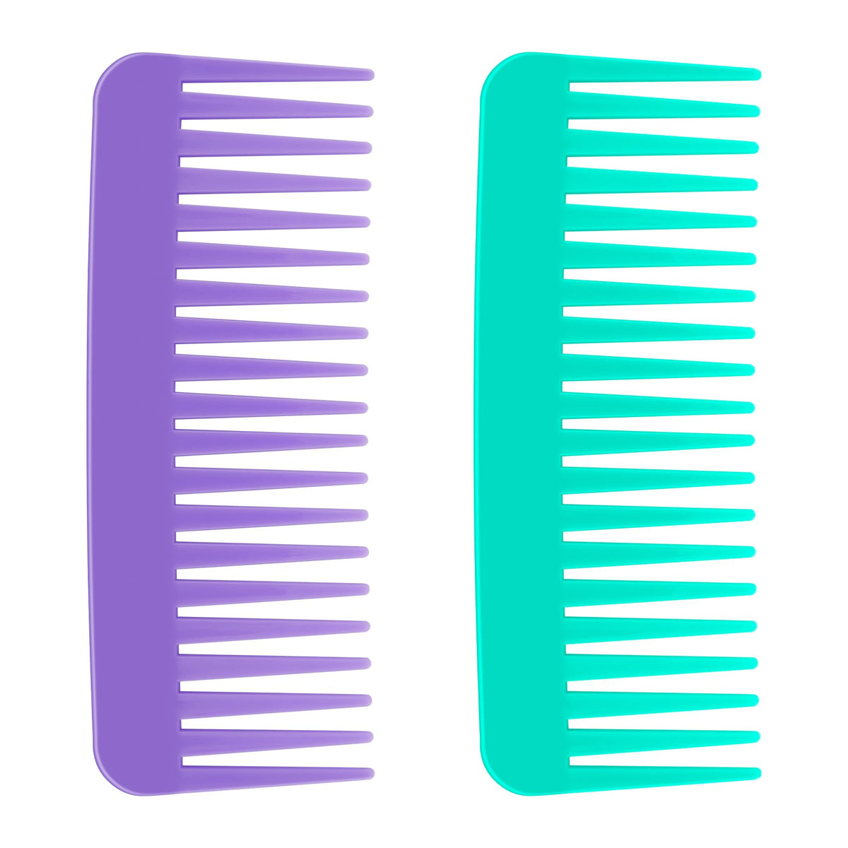 Funactu Detangling Shower Comb Set - 2 Wide-Tooth Combs For Curly, Thick Hair In Purple & Cyan