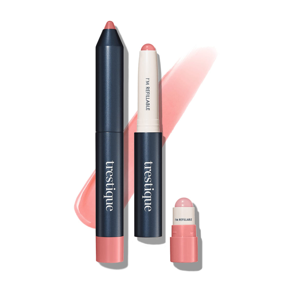 Tre'Stique Prime And Shine Lip Crayon - Refillable Glossy Lipstick & Primer In Paris Pink