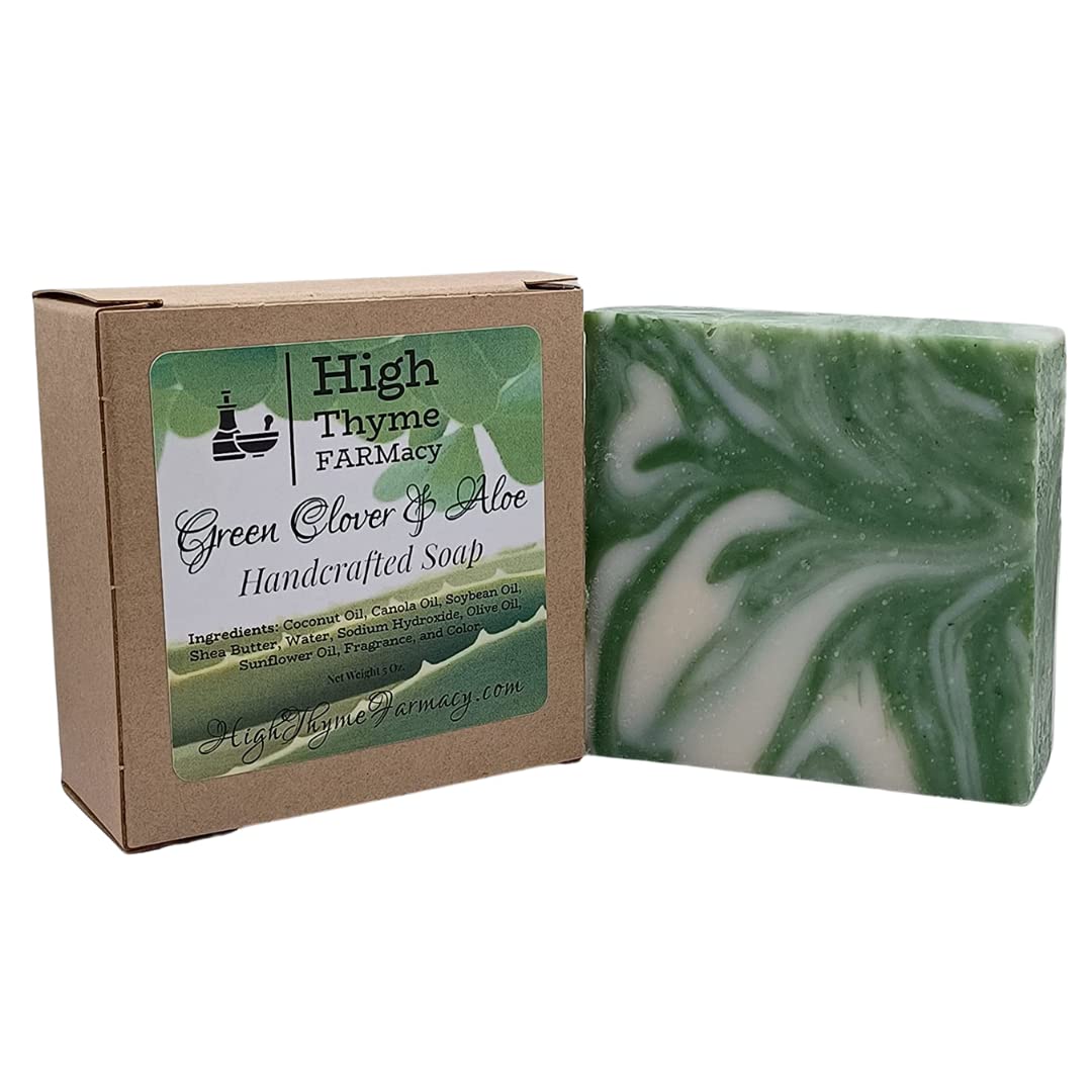 High Thyme Farmacy Aloe & Clover Handmade Soap - 5Oz Moisturizing Lye Soap Bar