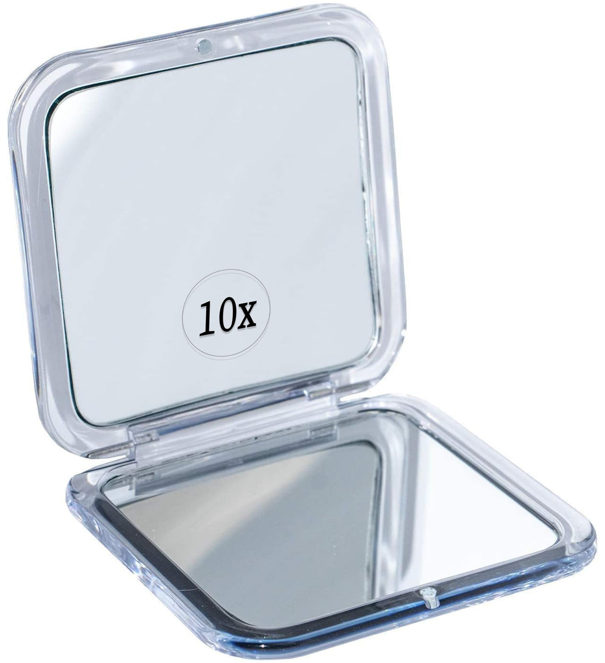 Mirrorvana 10X Magnifying Makeup Mirror - Portable Handheld Compact Silver Square 3.3&quot;