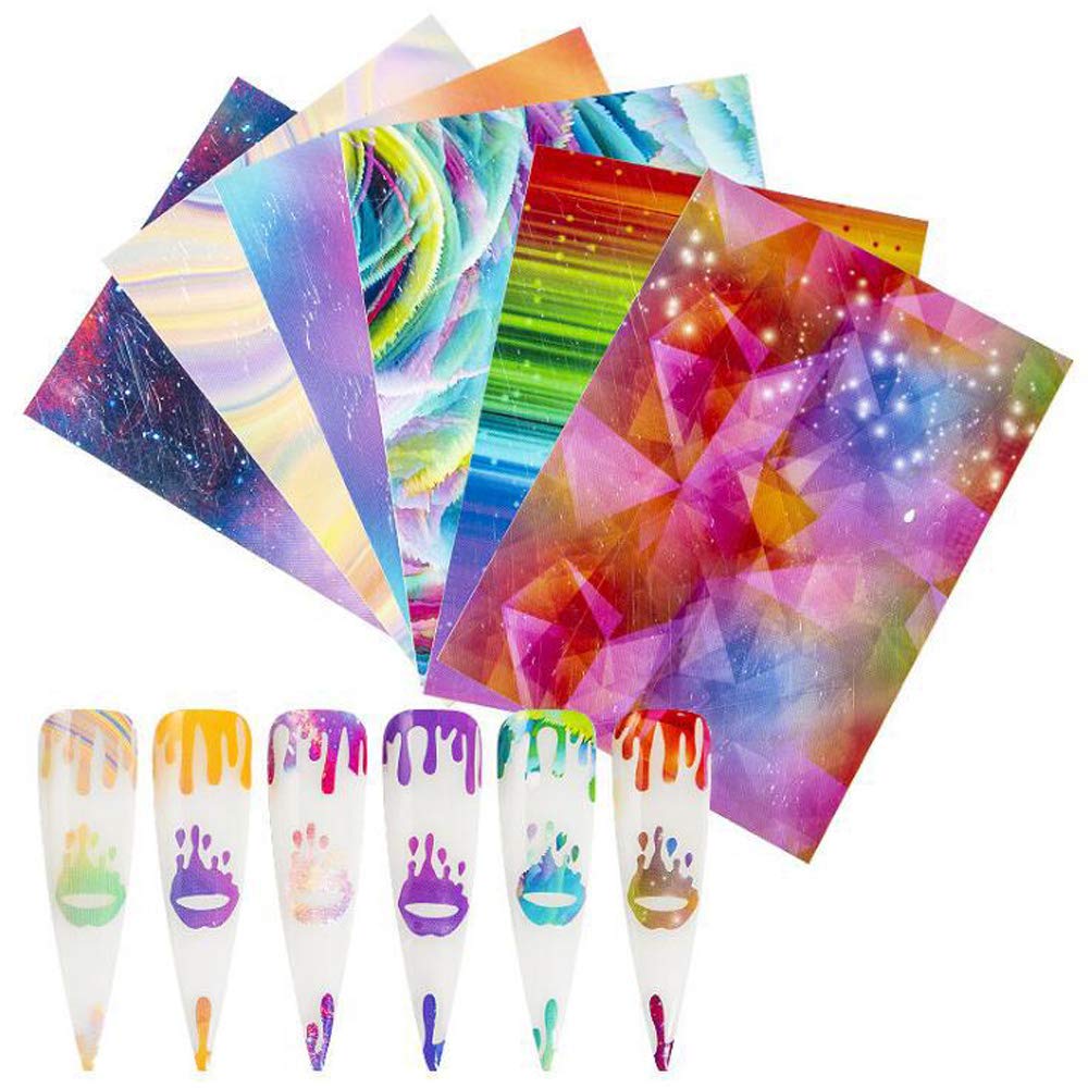 Mezerdoo 16Pcs Holographic Lip Nail Stickers, Self-Adhesive Water Drop Decals For Nail Art