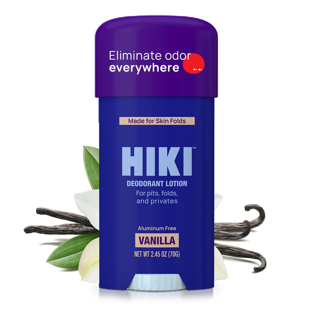 Hiki Aluminum-Free Whole Body Deodorant Cream For Sensitive Skin - Vanilla, 2.45 Oz