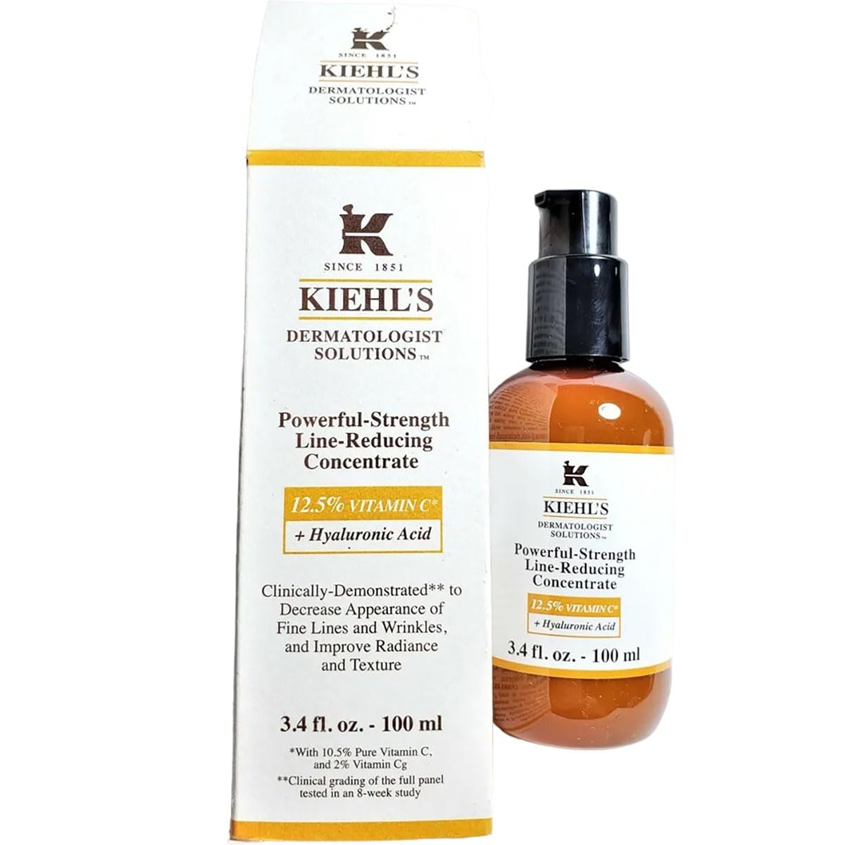 Kiehls PowerfulStrength 125 Vitamin C Serum  LineReducing Concentrate for Face  Boosts Radiance  Firmness  Smooths  Plump