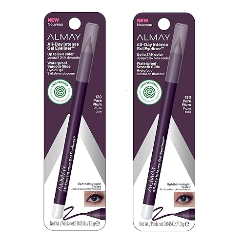 Almay All-Day Gel Eyeliner, Pack Of 2, Pure Plum 130, Long-Lasting, 0.09