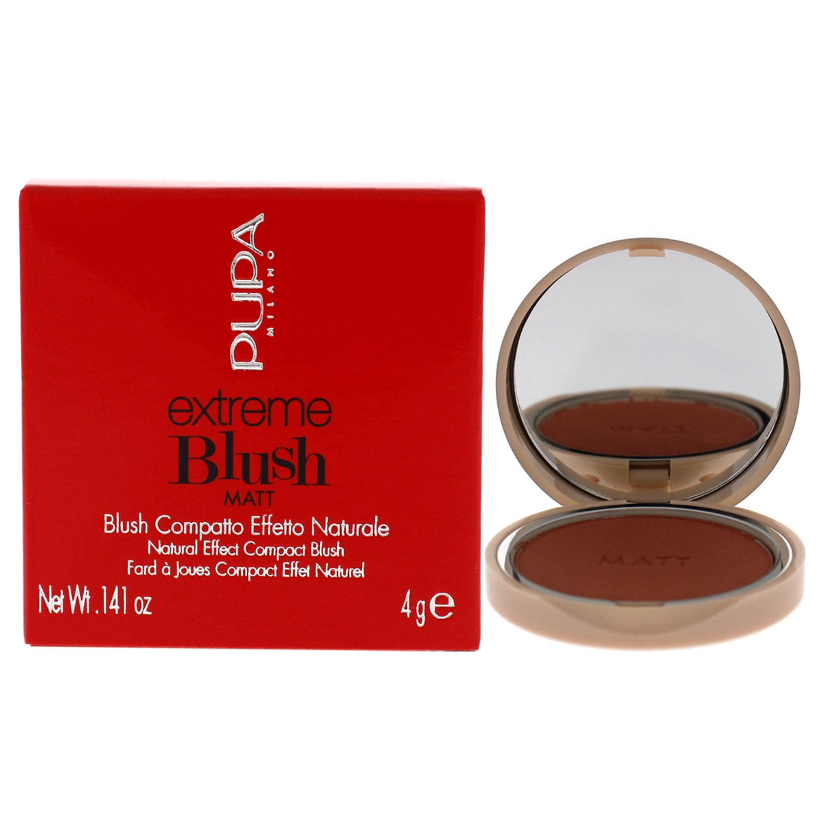 Pupa Milano Extreme Blush Matt - Lightweight Pure Matte Color - 002 Natural - 0.14 Oz