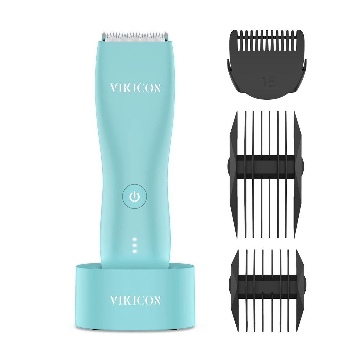 Vikicon Waterproof Body Groomer For Men - Electric Hair Trimmer With Charging Dock, Blue