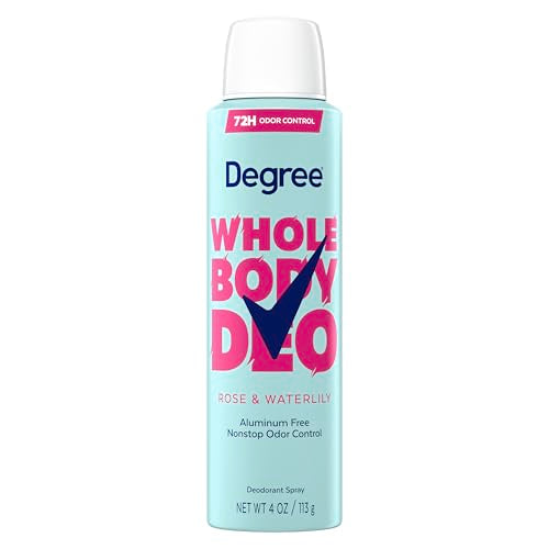 Degree Aluminum Free Deodorant Spray For Women, Rose & Waterlily, 72H Odor Protection, 4 Oz