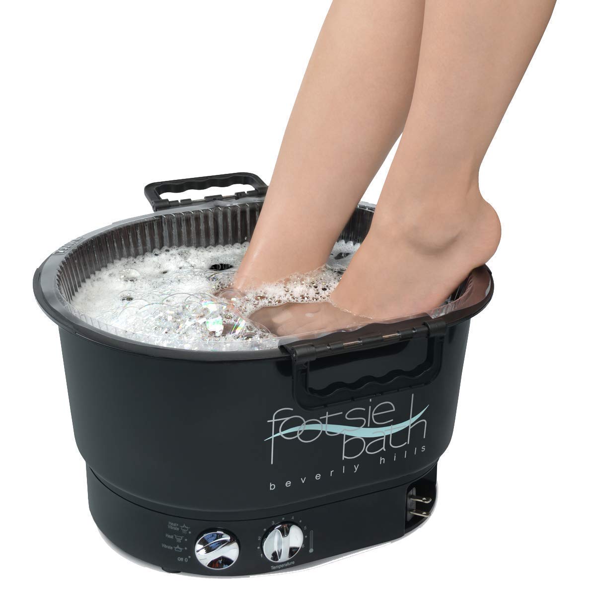 Footsie Bath Footbath Plus Spa, 4 Settings, Timer, Temperature Control, 7 Piece Set, Black