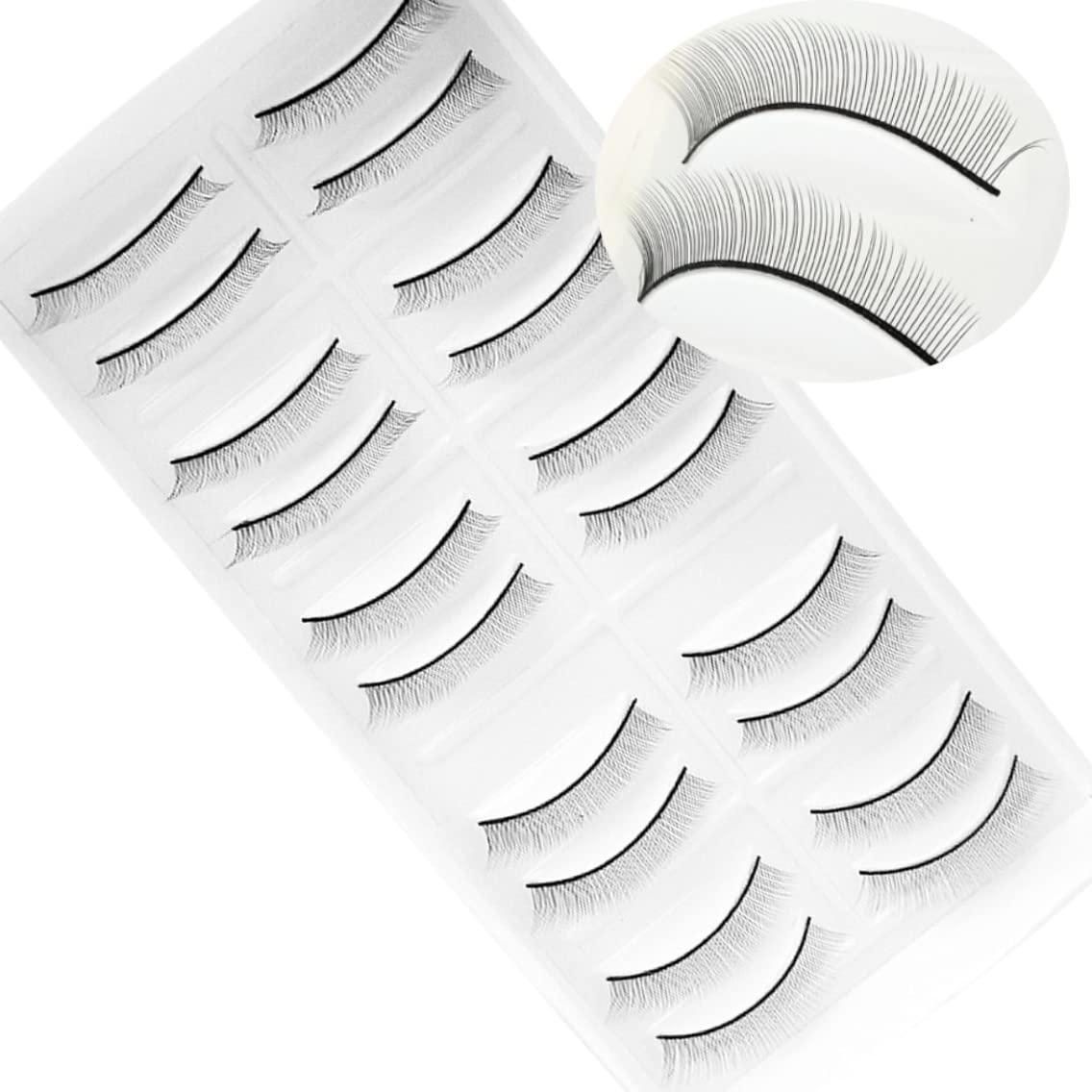 Yeshutime 10 Pairs Waterproof False Eyelashes - Black Fake Lashes For Ladies And Girls