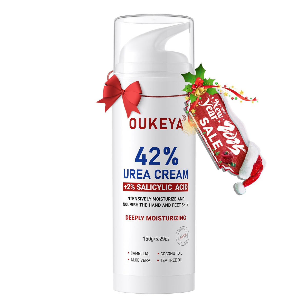 Oukeya Urea Cream 42% & Salicylic Acid 2% For Cracked Skin - 8.03 Oz Pump