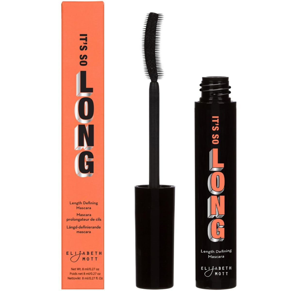 Elizabeth Mott Black Smudge Proof Mascara - Lengthening, Water-Resistant, No Clump, 8 Ml