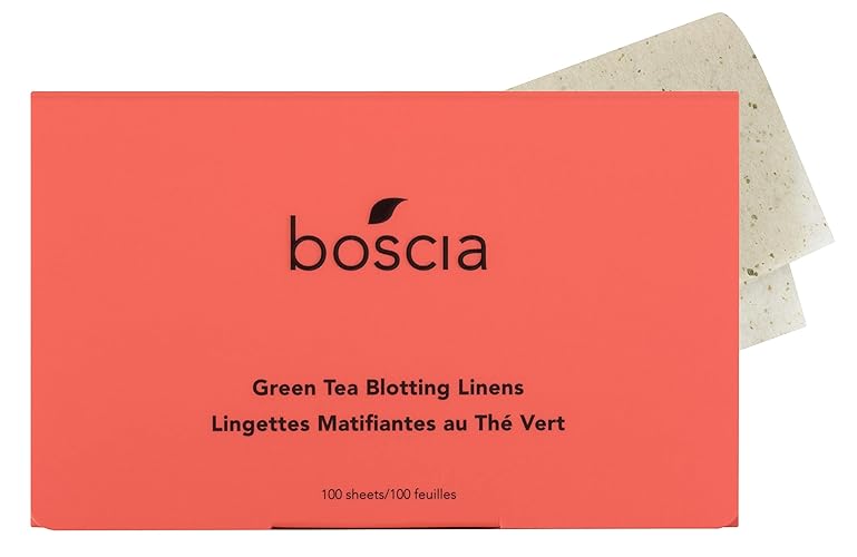 Boscia Green Tea Blotting Linens - 100 Natural Oil Blotting Sheets For Oily Skin