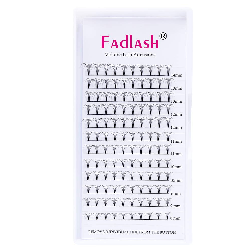 FADLASH 5D Volume Eyelash Extensions D Curl 0.10mm Premade Fans 8-20mm Black