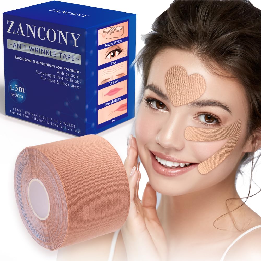 Zancony 2 In 1 Face Tape For Anti-Wrinkle & Lifting, Hypoallergenic Kinesiology Tape, 