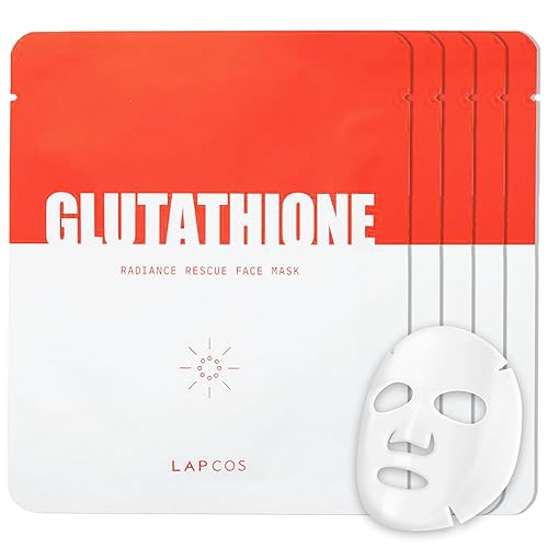 Lapcos Glutathione Radiance Rescue Mask - Hydrating Korean Face Masks With Niacinamide & Peptides 5 Count