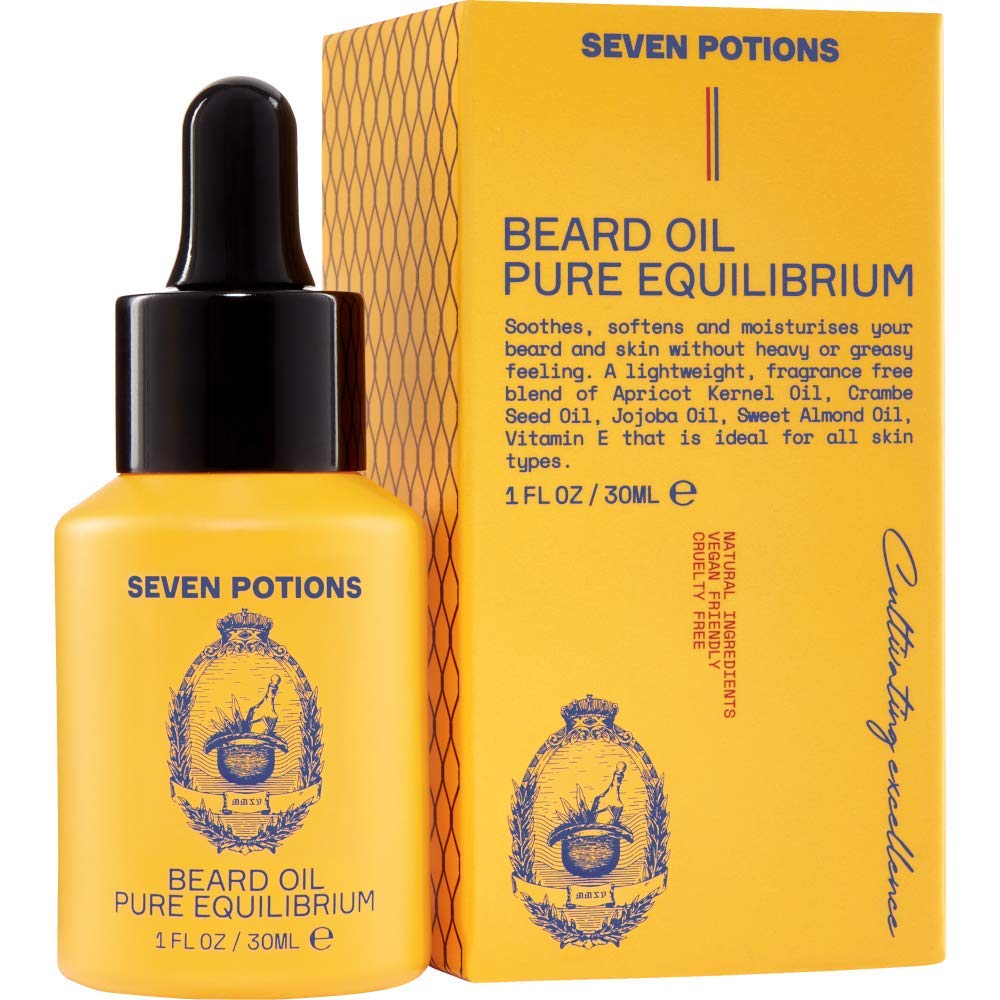 Seven Potions Fragrance Free Beard Oil - 1 Fl Oz Natural Conditioning & Softening Oil