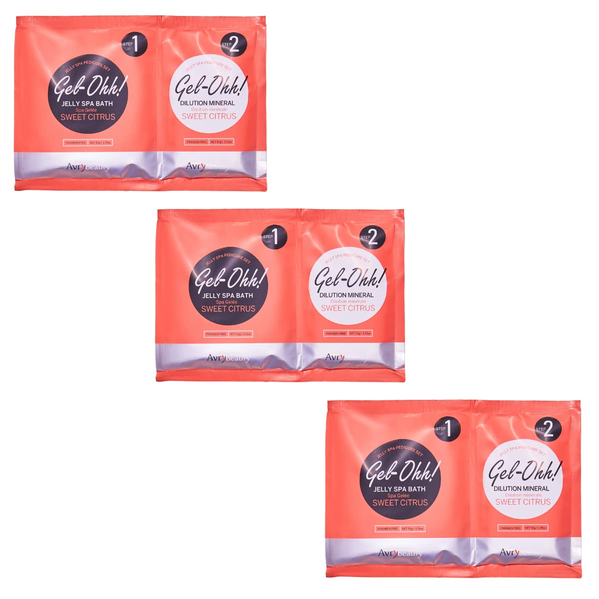 Avrybeauty Gel-Ohh Jelly Spa Bath 3 Pack - Citrus Scented Vitamin C Foot Care & Relaxation