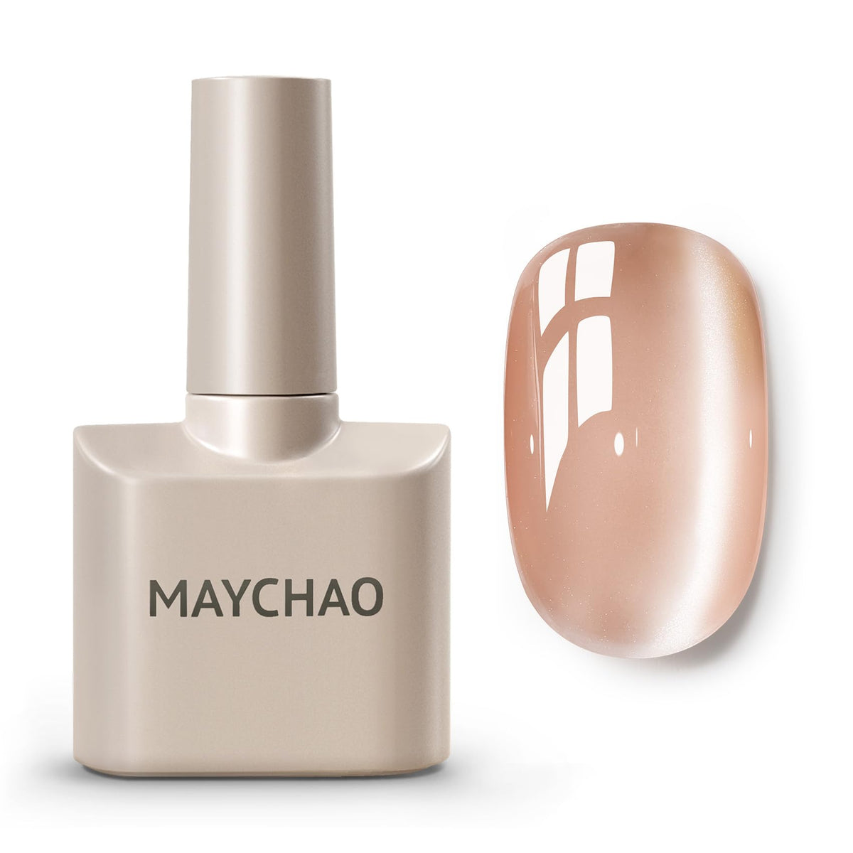 Maychao 15Ml Cat Eye Gel Nail Polish - Glassy Nude Magnetic Holographic For Nail Art & Diy