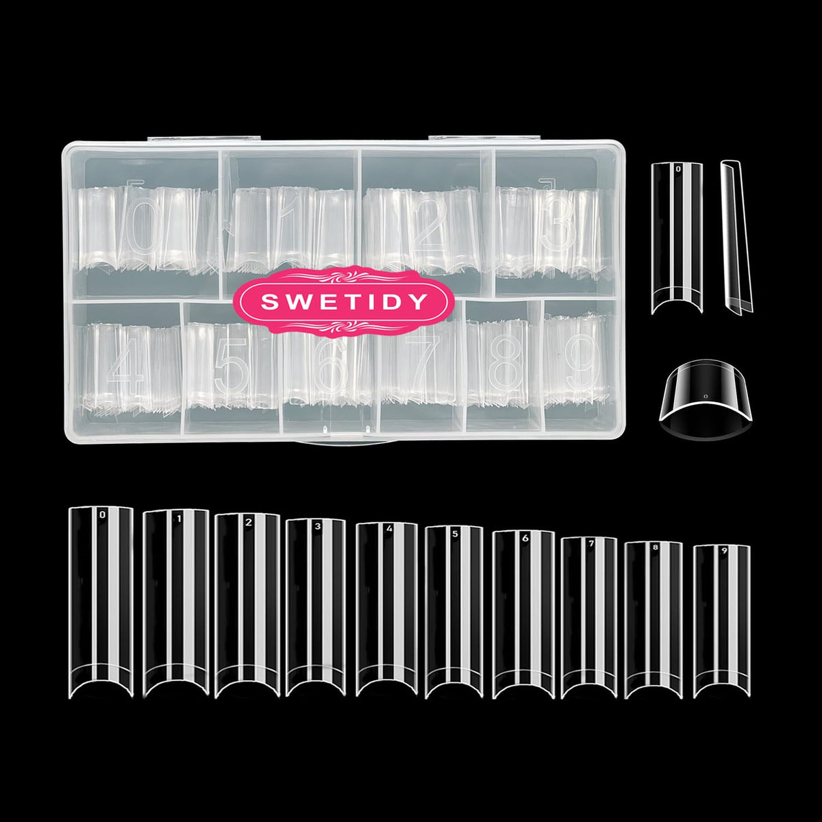 Swetidy 500Pcs Clear Square Acrylic Nail Tips - Tapered Half Cover For Salon & Diy Nail Art