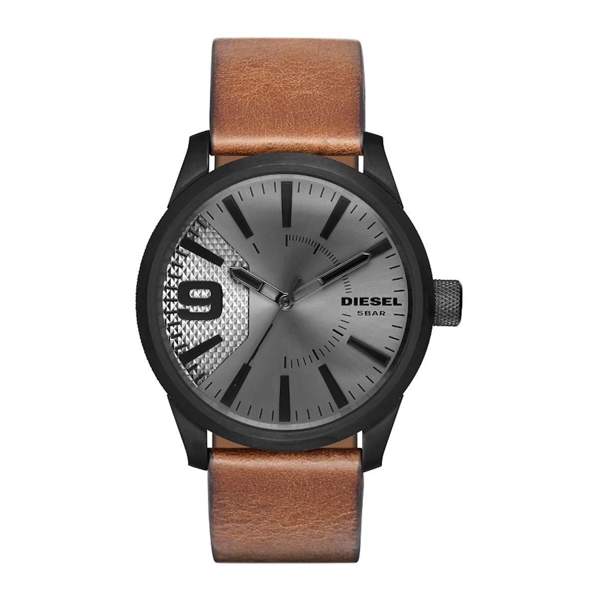 Diesel Men'S Three-Hand Analog Watch Dz1764 - Stainless Steel, Leather, Black & Brown