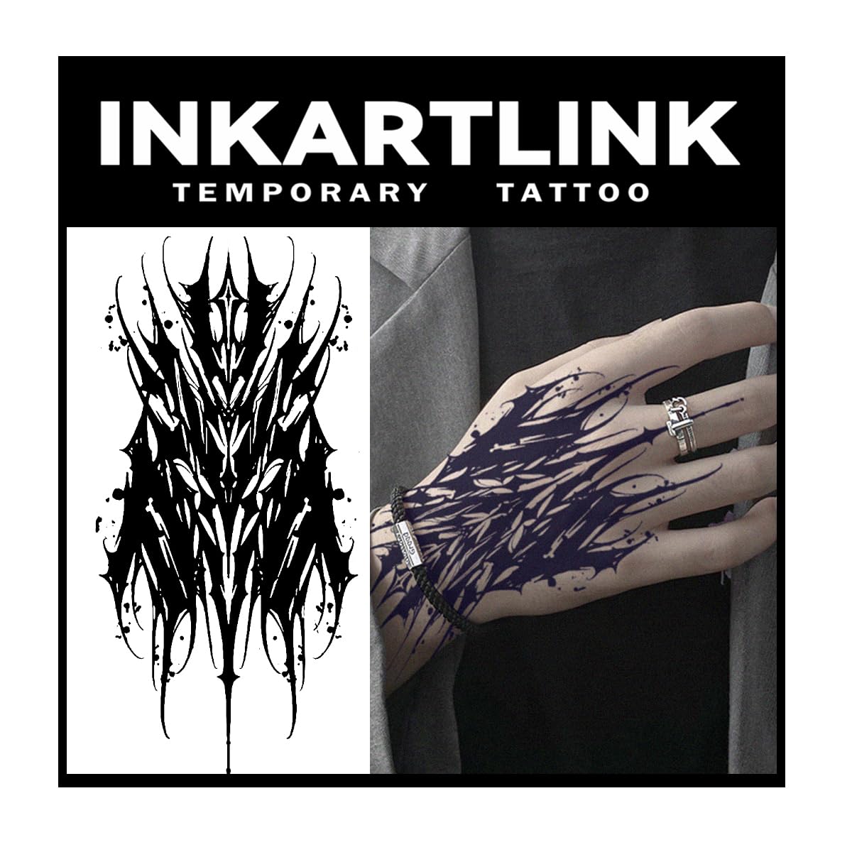 Inkartlink Extra-Large Semi Permanent Tattoo, Waterproof, Realistic Ink Demon Design, 2 Sheets