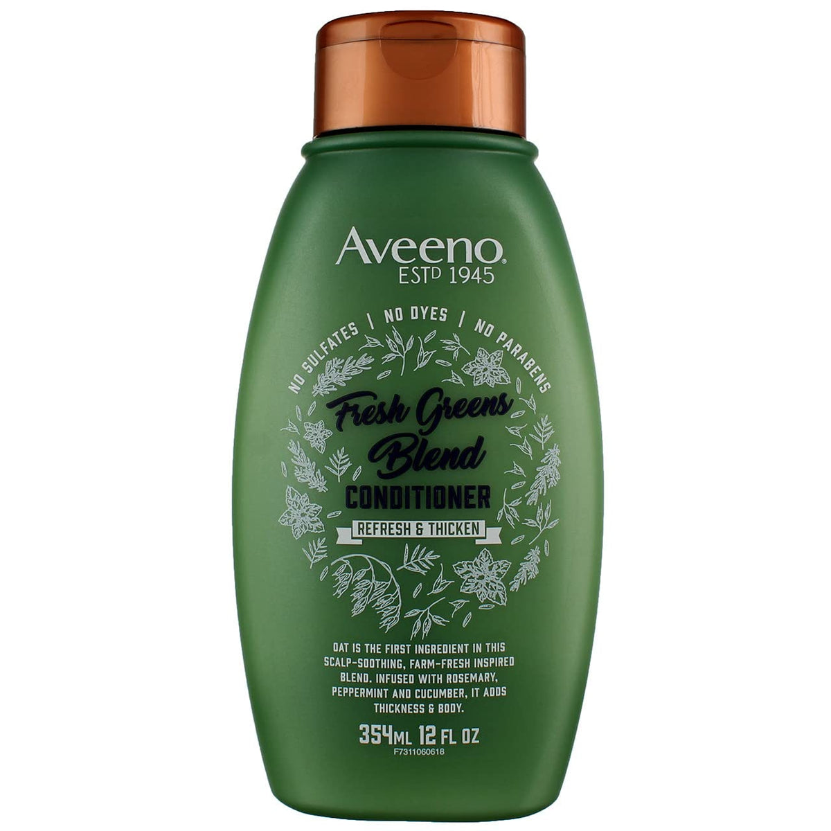 Aveeno Fresh Greens Blend Conditioner, 12 Fl Oz (Pack Of 3) - Thickening Formula