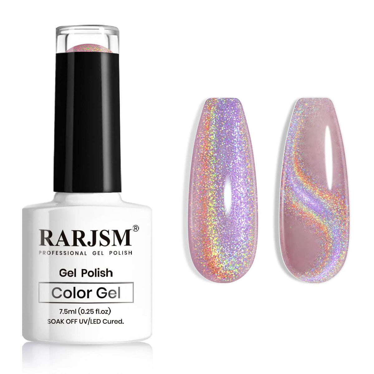 Rarjsm Cat Eye Gel Nail Polish - Galaxy Chameleon Magnetic Holographic Glitter 7.5Ml