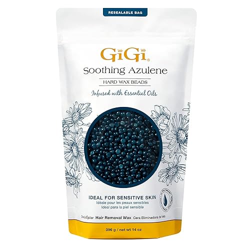 Gigi Hard Wax Beads For Sensitive Skin, Soothing Azulene, 14 Oz Hair Removal Wax