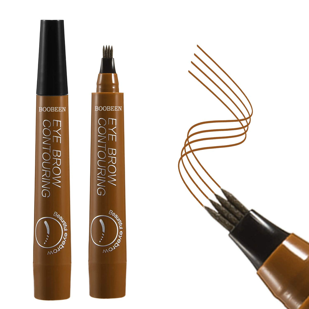 Boobeen Light Brown Waterproof Eyebrow Pen - Microblading Pencil With Micro-Fork Tip