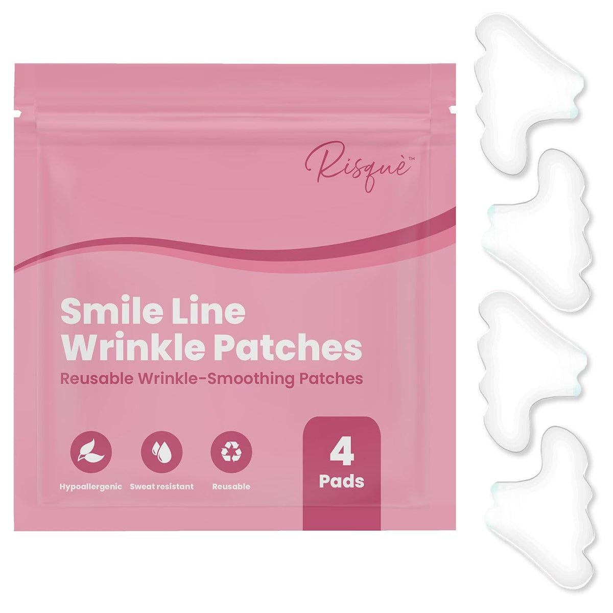 Risqué Silicone Face Tape For Wrinkles - Overnight Smile Line & Nasolabial Fold Patches