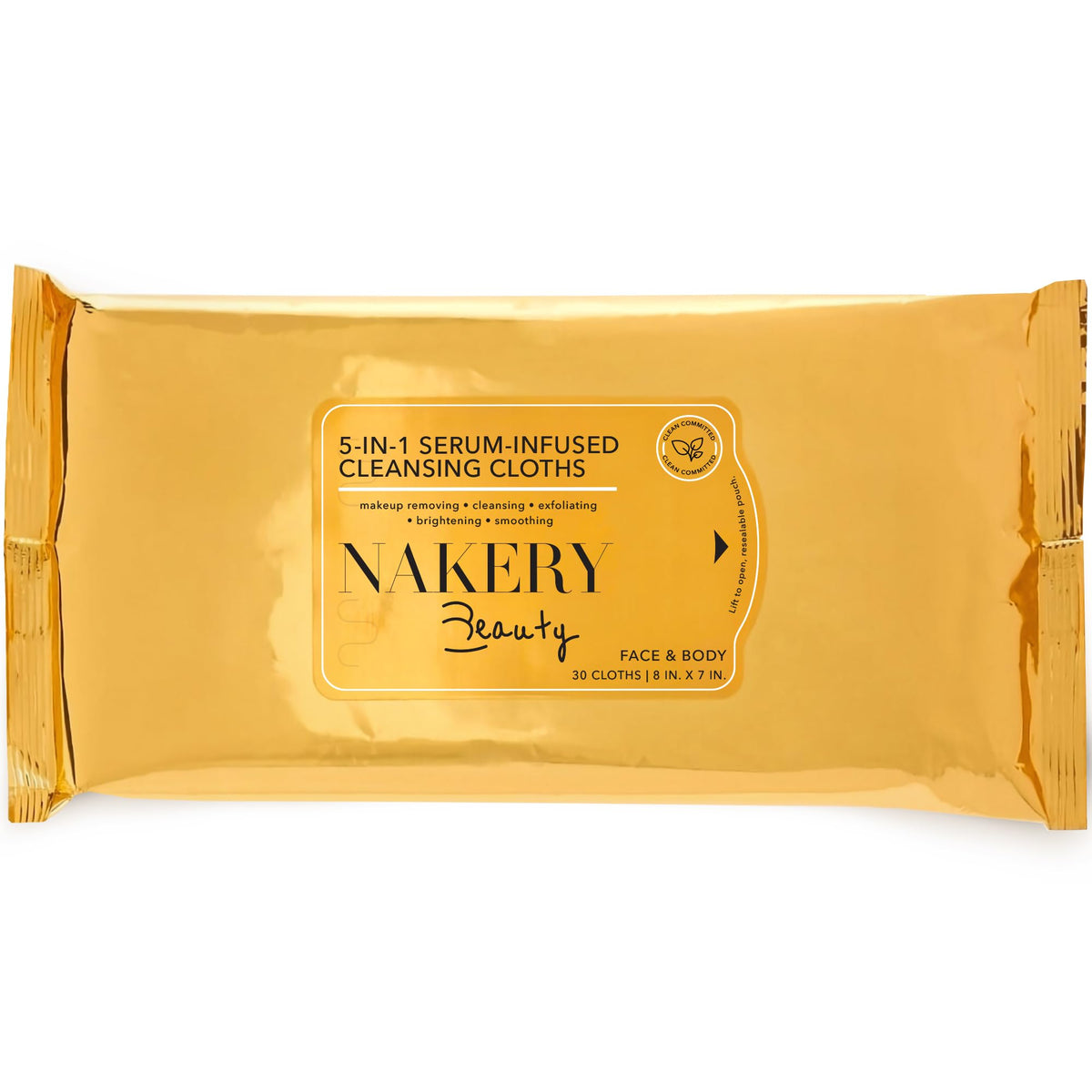 Nakery 5-In-1 Makeup Remover Wipes - Gentle Cleansing Wipes For Sensitive Skin, 30 Count