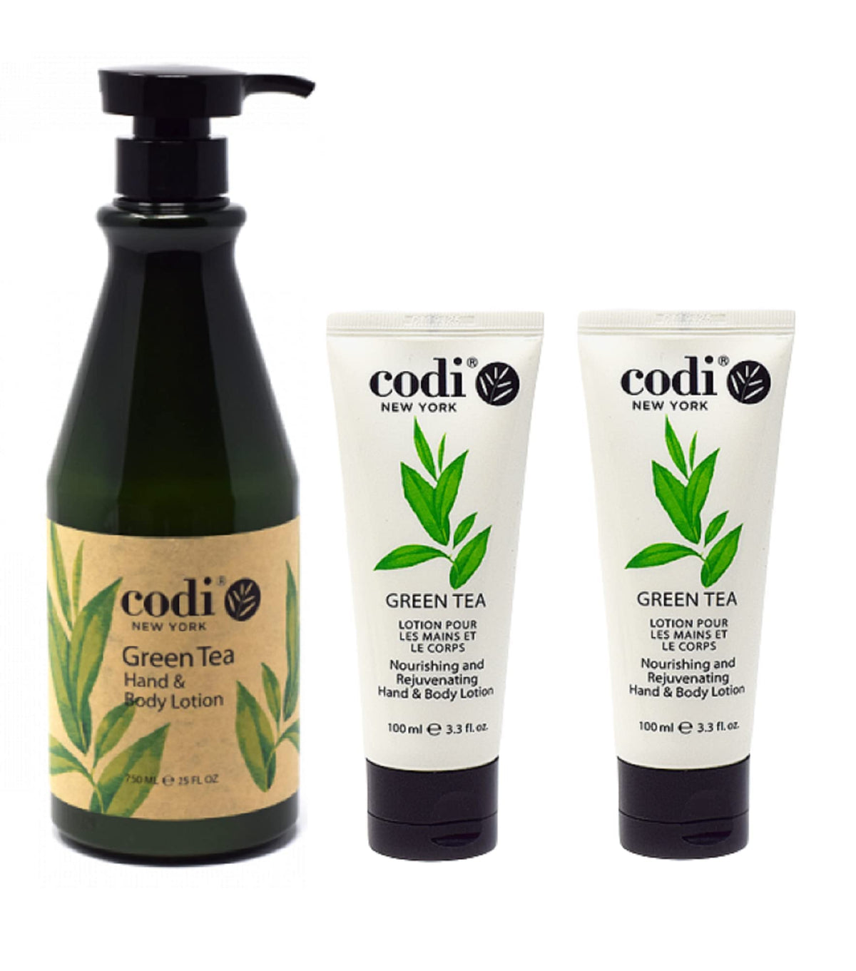 Codi Green Tea Lotion Set - 750Ml & 100Ml Tubes, Quick Absorbent, Less Greasy, Unisex